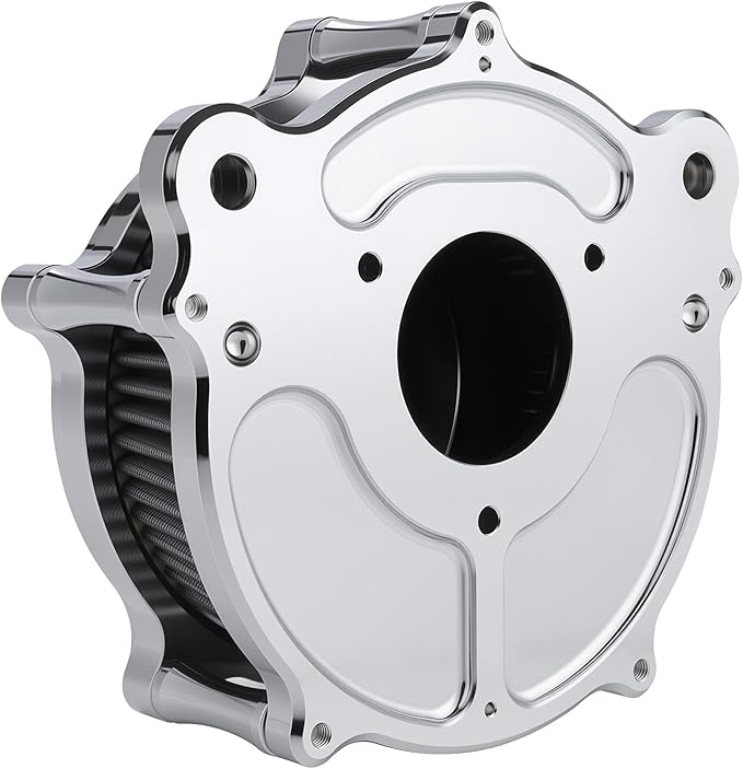 Motorcycle Air Cleaner Skull Style Air Filter with Dustproof Protective Cover Kit for Harley Davidson Touring Trike 2008-16 Softail 2016-17 Dyna 2017 (Chrome)