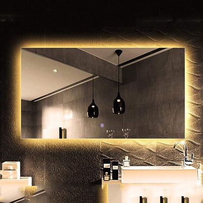 Wall Mirror Modern LED Bathroom Mirror with Defogging Backlit Bathroom Mirrors with Light and Touch Sensor Switch Demister Pad (Color : D Size : 50CMx70CM) (C 80CMx130CM)