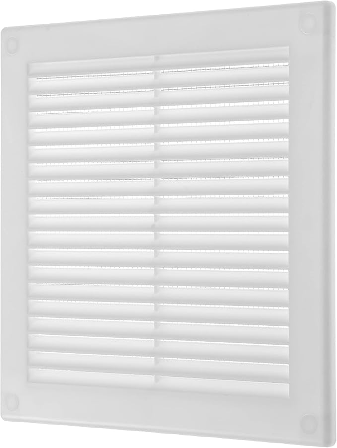 Repa Market 10 x 10 Inch (Outer) White Square Air Vent Cover - Plastic Fresh Air Intake Vent - AC Cover with Nylon Mesh Screen, Wall, Ceiling HVAC Return Air Register, Modern Soffit Vents