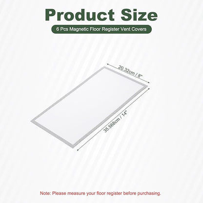 YOKIVE 6 Pcs Magnetic Floor Vent Covers, Floor Register Cover PVC Mesh Air Vent Screen Filters, Great for Home Floor, Wall, Ceiling, Catch Debris Hair Dust (White, 14-Inch x 8-Inch)