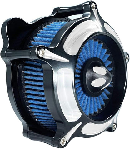 Air Filter Intake Motorcycle Turbine Cleaner Kit Cnc Cut Chrome for Harley Touring Street Glide 2008 - 2016 Softail 2016 - 2017 Fitment - C (Blue)