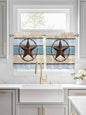 Vintage Western Star on Wood Grain Window Valance Curtains, Retro Wooden Texture Light Filtering Kitchen Valance with 3-inch Rod Pocket for Living Room Bathroom Bedroom,2 Panel,27.5x24In