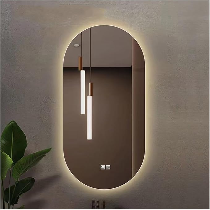 Bathroom Mirror with LED Lights，Bathroom Led Mirror ，Backlit Bathroom Mirror ，LED Mirror for Bathroom，Backlit Lighted Makeup Mirror，with Touch Sensor/Dimming/Demister pad(A,H100*W50cm/H39.4*W19.7IN)