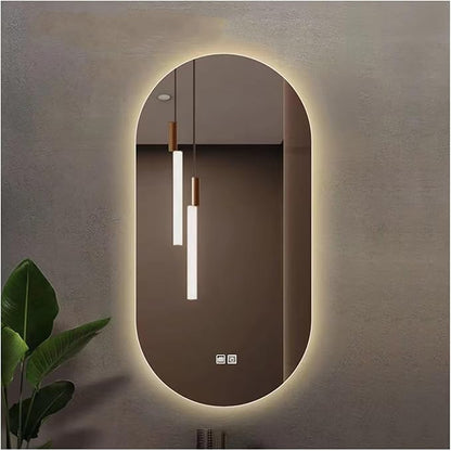 Bathroom Mirror with LED Lights，Bathroom Led Mirror ，Backlit Bathroom Mirror ，LED Mirror for Bathroom，Backlit Lighted Makeup Mirror，with Touch Sensor/Dimming/Demister pad(A,H100*W50cm/H39.4*W19.7IN)