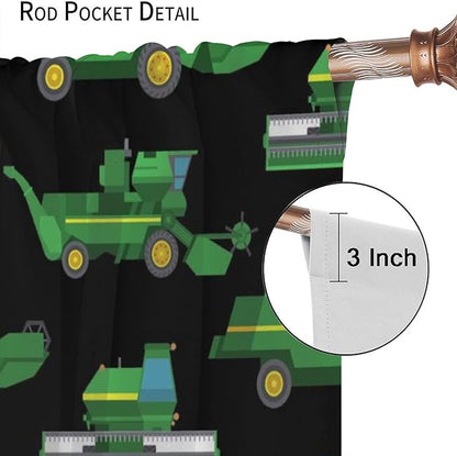 Kids Agriculture Machine Window Curtains, Farm Equipment Tractors Transport Combines Rod Pocket Decorative Windows Curtain for Boys Children Teens Room Decor 42x63in (30% Blackout)
