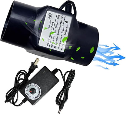 Inline Duct Fan 2”with Speed Controller 12v Low Noise Inline HVAC Blower Can Fan for Basements Kitchens Ventilation Booster (Color : Adjustable Speed)