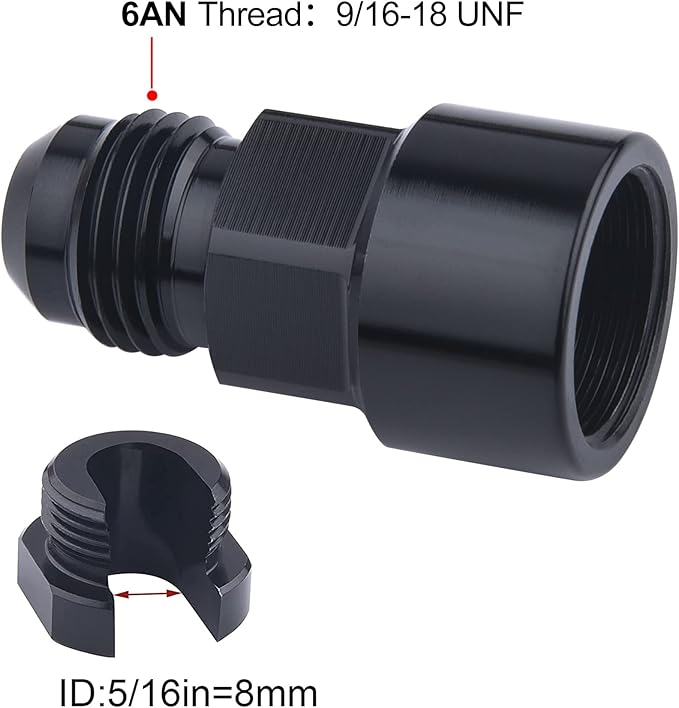 EVIL ENERGY 6AN Male to 5/16" Quick-Disconnect Female EFI Fuel Rail Fitting Aluminum 2PCS