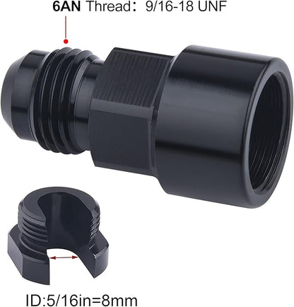 EVIL ENERGY 6AN Male to 5/16" Quick-Disconnect Female EFI Fuel Rail Fitting Aluminum 2PCS