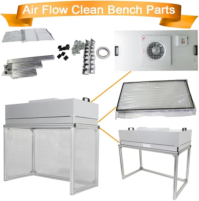 INTBUYING Air Flow Clean Bench Vertical Laminar Flow Hood Dust Free Room Workshop 110V Aluminum Blade Fan with HEPA Filter Dust Free Work 47.2x23.6x29.1in for Phone LCD Repair Laboratory Using