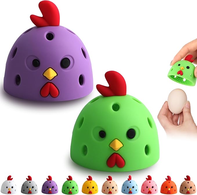 Egg Brush Cleaner, Egg Cleaner Scrubber for Fresh Eggs, Cute Chick Shaped Silicone Egg Washer, Reusable Multipurpose Washing Egg Tool for Fruits and Vegetables (Purple/Green)