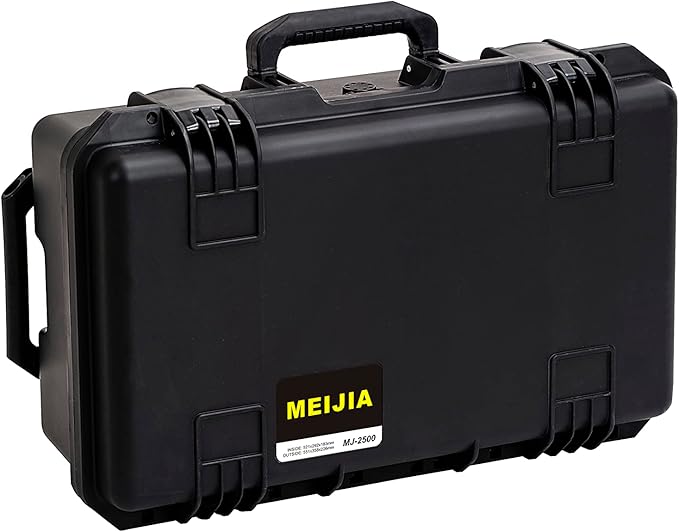 MEIJIA Premium Waterproof Hard Compact Rolling Camera Case with customizable fit foam and wheels,Full Protection with Light&Convenient Design,21.7"x14.1"x8.8",Elegant Black