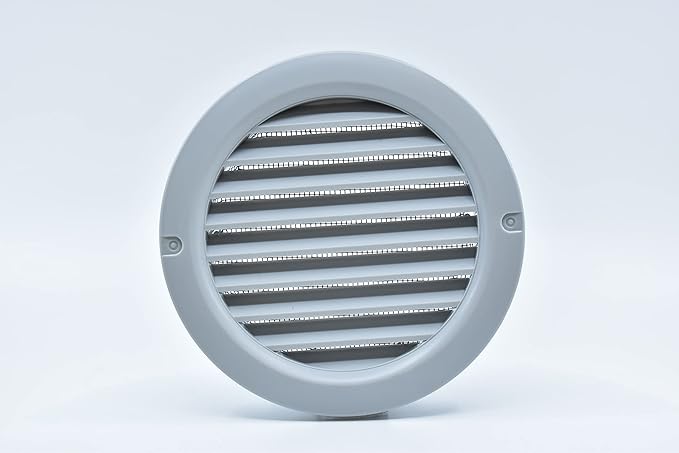 VENTS-US - 6" Round Plastic Vent Cover in Light Grey with Built-in Insect Screen Mesh and Flange for Supply or Exhaust Air Applications - Compatible with a 6 Inch Duct Diameter