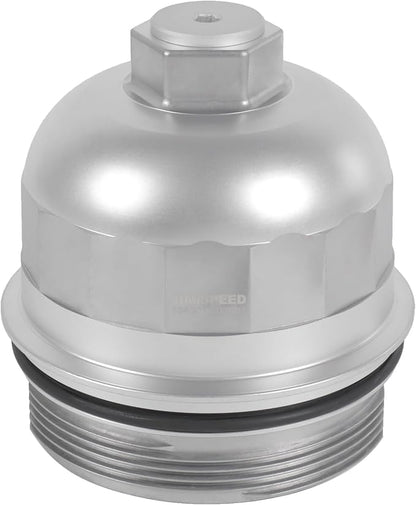 Fuel Filter Housing Cap 134001 Replacement for Chevy Cruze Silverado 2500HD 3500HD Replacement for GMC Sierra 2500HD 3500HD Duramax 6.6L L5P 2017-2024 Billet Aluminum Silver