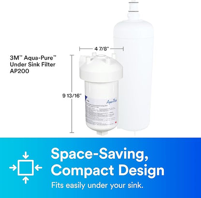 3M Aqua-Pure Under Sink Water Filter System AP200, Full Flow 1.75 Gallons per Minute, Flows Through Cold Water Side of Faucet, Reduces Sediment, Chlorine Taste and Odor