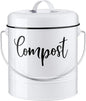 Compost Bin Kitchen, 1.3 Gallon Farmhouse Kitchen Compost Bin Countertop, Indoor Countertop Compost Bucket with Lid and Charcoal Filters, White