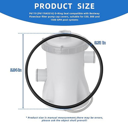 P6119 (P6119ASS16) O-Ring Seal Compatible with Bestway Flowclear Filter Pump Cap, Fits 530/800/1500 GPH Pool Pumps, Pool Filter Replacement Parts(3 Pack)