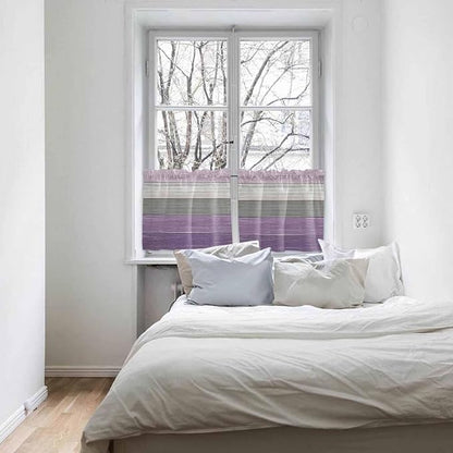 Country Wood Board Gray Purple Window Valance Curtains, Farmhouse Gradient Plank Light Filtering Kitchen Valance with 3-inch Rod Pocket for Living Room Bathroom Bedroom,2 Panel,27.5x36In