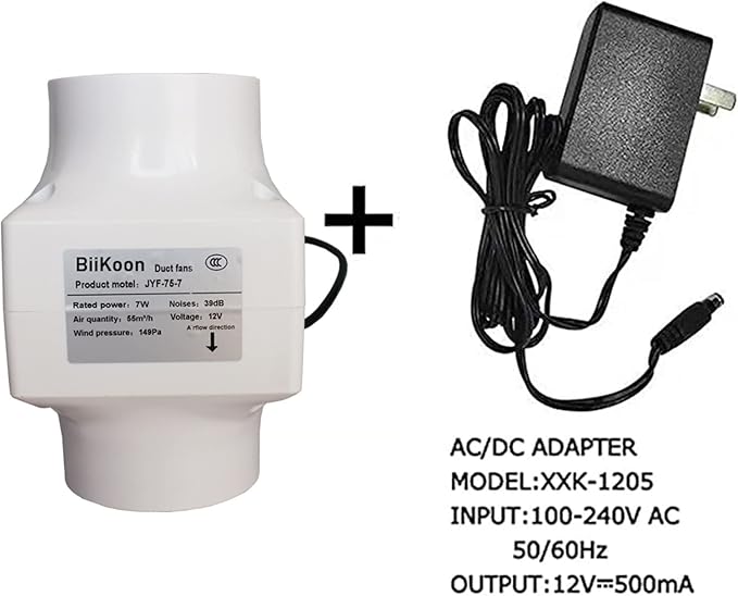 3 Inch Exhaust Inline Duct Fan 12V 7W Grow Tents Ventilation Exhaust Fan Low Noise Inline Blower Fan for Rv Boat Bathroom Warehouse Basements (Color : Adjustable Speed, Size : 7w)