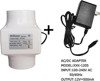 3 Inch Exhaust Inline Duct Fan 12V 7W Grow Tents Ventilation Exhaust Fan Low Noise Inline Blower Fan for Rv Boat Bathroom Warehouse Basements (Color : Adjustable Speed, Size : 7w)