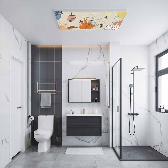 Fluorescent Light Covers for Ceiling Lights Boho Abstract Geometric Magnetic Light Filters 4 Pack 4x2 ft Cactus Cowboy Hat Ceiling Lights Cover for Classroom Office School Home Drop Lamp Decor