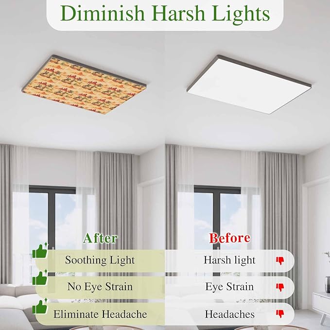 Tropical Plant Cactus Fluorescent Light Covers 4 Pack Western Cowboy Horse Sunset Desert Ethnic Magnetic Fluorescent Ceiling Lights Filters for Office Classroom Home Drop Ceiling 4x2 Feet