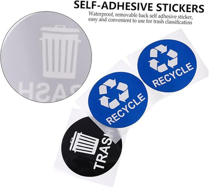 8pcs Trash Can Stickers for Easy Waste Sorting Self-Adhesive Rubbish Bin Labels Black and Blue Decals for Recycling and Composting Use