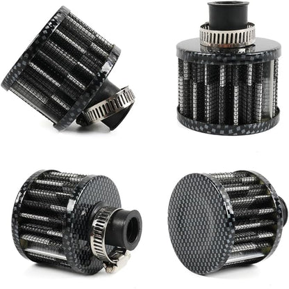 MUGE RACING 2Pcs Air Filter Cold Air Intake Filter Breather 12mm Valve Cover Breather Filter For Car and Motorcycle(Carbon Fiber)