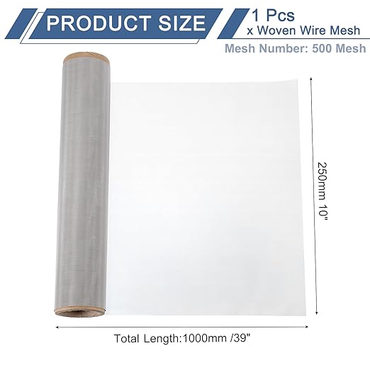 uxcell 500 Mesh 39" x 10" Woven Wire Mesh, 316 Stainless Steel Air Vent Filter Screen, Window Screen Mesh for DIY Projects Vents Cover Filtration Animals Fence
