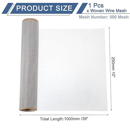 uxcell 500 Mesh 39" x 10" Woven Wire Mesh, 316 Stainless Steel Air Vent Filter Screen, Window Screen Mesh for DIY Projects Vents Cover Filtration Animals Fence