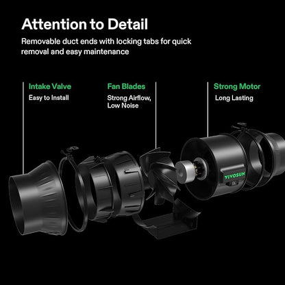 VIVOSUN Smart Air Filtration T6 Kit 6", AeroZesh T6 Inline Duct Fan with E12 Speed Controller, Carbon Filter & 8' Ducting, Cooling & Ventilation System for Grow Tents, Indoor Gardening, Hydroponics