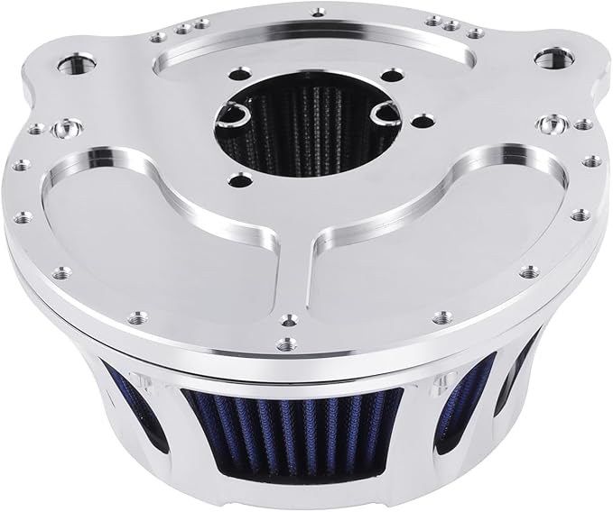 Air Cleaner Motorcycle Air Filter Intake System Kit Fit for Harley Dyna 2000-2017, Softail 2000-2015, Touring 2000-2007(B-Chromed Silver)