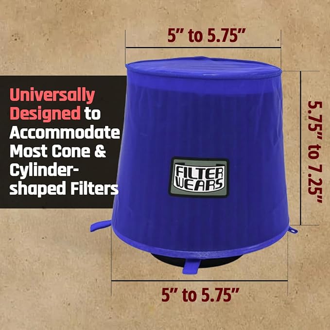 FILTERWEARS F154L Universal Water Repellent Cold Air Intake Pre-Filter - Large
