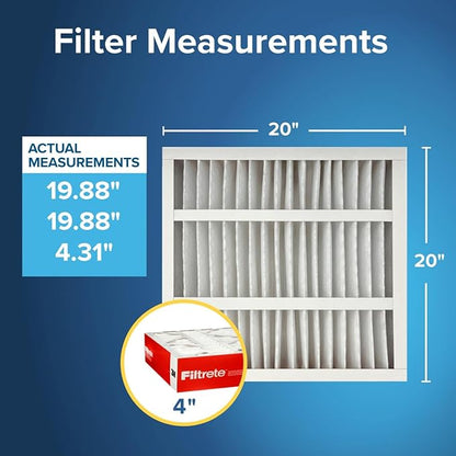 Filtrete 20x20x4 AC Furnace Air Filter, MPR 1000, MERV 11, Fits Honeywell, Allergen Defense, Electrostatic Air Cleaning Filter, 2-Pack (actual size 19.88 x 19.88 x 4.31)