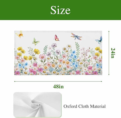 Fluorescent Light Covers for Ceiling Lights Spring Flowers Magnetic Light Filters 4 Pack 4x2 ft Daisy Butterflies Dragonfly Ceiling Lights Cover for Classroom Office School Home Drop Lamp Decor