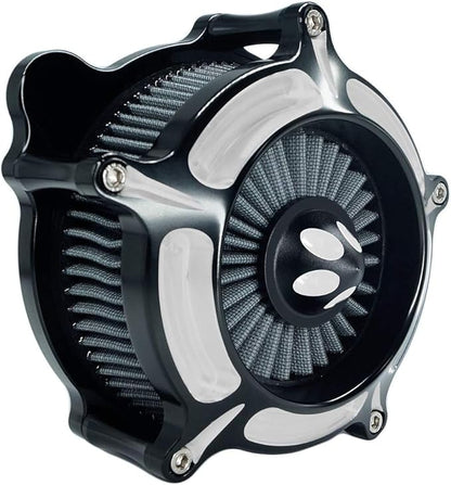 Motorcycle Air Filter Turbine Intake Cleaner Kit Cnc Cut Chrome for Harley Dyna 2000-2017 Softail 2000-2015 Touring 2000-2007 Fitment - B (Gray)
