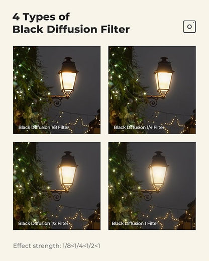K&F CONCEPT 37mm Black Diffusion 1/8 Filter, Mist Dreamy Cinematic Effect Filter for Video/Vlog/Portrait Photography K-Series