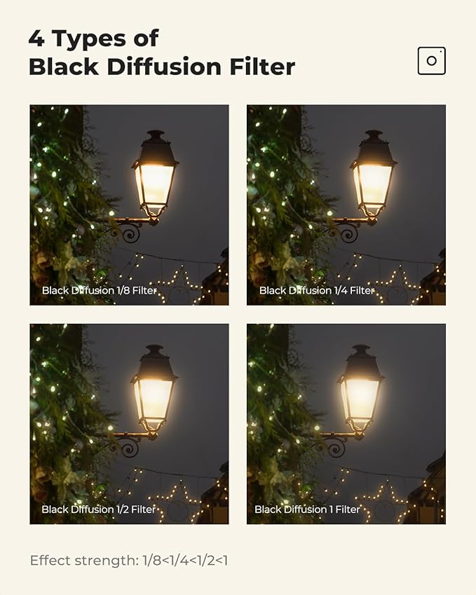 K&F CONCEPT 46mm Black Diffusion 1/8 Filter, Mist Dreamy Cinematic Effect Filter for Video/Vlog/Portrait Photography K-Series