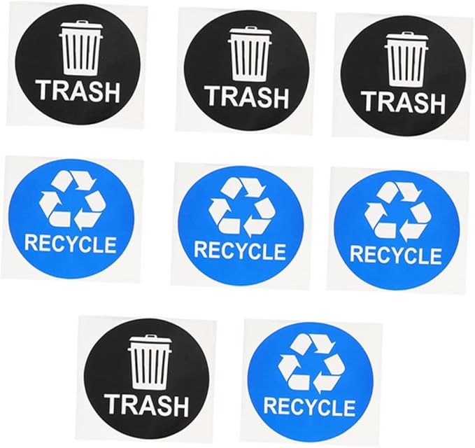 DOITOOL 8pcs Waterproof Trash Can Stickers for Recycling Classification Sturdy Waste Sorting Labels for Home Kitchen Office Use