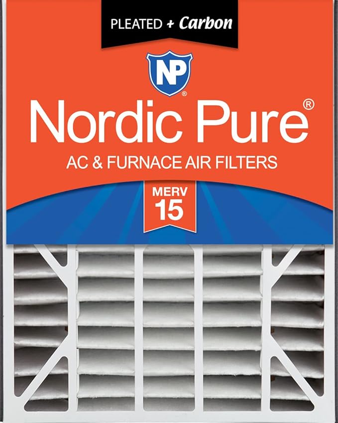 Nordic Pure 20x25x5 (Actual Size: 19 3/4 x 24 1/4 x 4 7/8) Air Bear Air Filter Replacement MERV 15 Plus Carbon 1 Pack