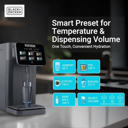 BLACK+DECKER Countertop RO+UV Water Filter | Hot and Ambient Water | 5-Stage Filtration System with Remineralization | IAPMO Tested and NSF Certified | No Installation Required | Portable water Filter