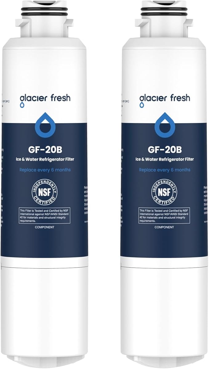 GLACIER FRESH Compatible with Samsung DA29-00020B Refrigerator Water Filter, DA29-00020A/B, DA29-00020B-1, HAF-CIN/EXP, 46-9101, RF4267HARS For French Door Fridge Kitchen (2 PACK)