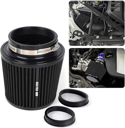 3" 3.5" 4" Inlet Car Replacement Cold Air Intake Filter 76mm 89mm 102mm 3 Sizes in 1 High Flow Performance Cone Air Filter (Black)
