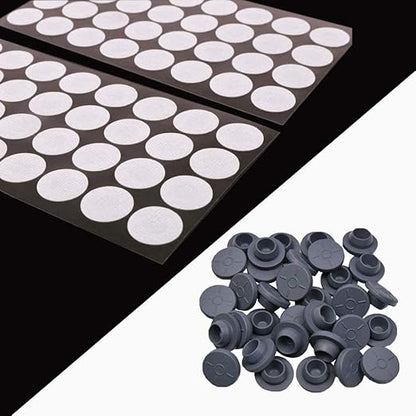 [64 pcs Synthetic Filter Paper Stickers (20mm Diameter)]+[64 pcs Self Healing Injection Ports (20mm Vial Rubber Stop)]