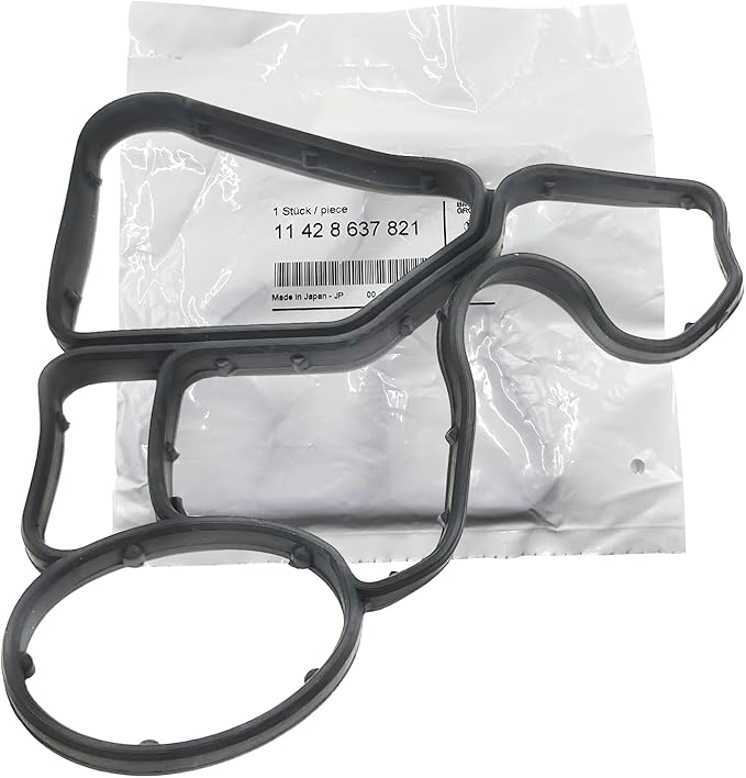 OEM Parts 2pcs, N55 N54 N52 N51 N20 Engine Oil Filter Housing Gasket kit, Cooler Seal Gaskets, for 2002-2021 BMW 1 2 3 4 5 6 7 Series X1 X3 X4 X5 X6 Z4 Original Sealing, 11428637820 11428637821