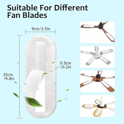2026 Upgrade 5pcs Ceiling Fan Filters for Blades Easy-Stick Strong Fixity Activated Coconut Carbon Fan Filter for Ceiling Fan, Universal Fan Blade Air Fresh Purifier Cat Litter Box Filter, White