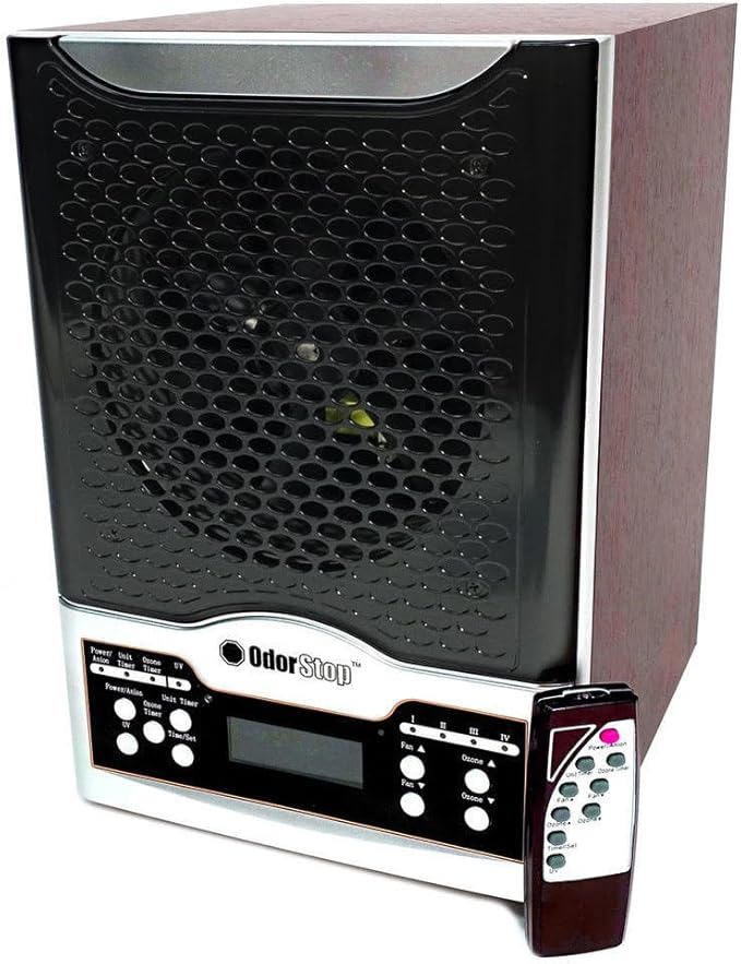 OdorStop OSAP7B - 7 in 1 Air Purifier with True HEPA Filter, Active Carbon, Ionizer, TiO2, 3 Ozone Plates and Remote Control