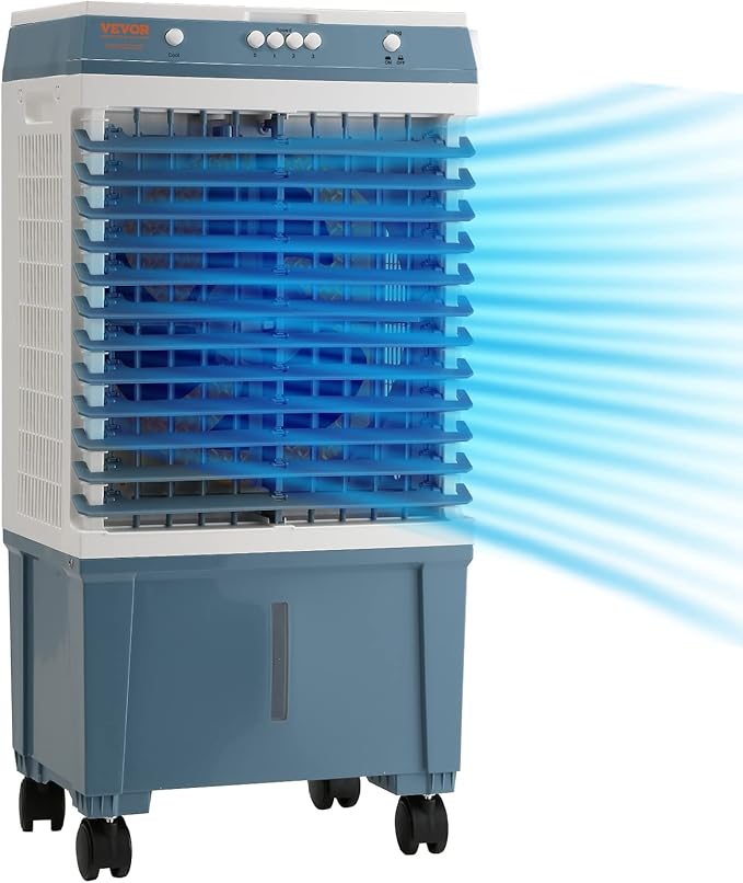 VEVOR Evaporative Air Cooler,1400 CFM 11X31 inch Air Cooler,3 Speeds Cooler Portable Air Conditioner,Energy-Saved Swamp Cooler for party,pool and patio,5 Gal Water Tank & 550 Sq.Ft…