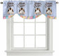 Blue Easter Tie Up Valance Curtains for Windows, Kitchen Curtains Window Shades, Spring Cartoon Bunny Colorful Eggs Wood Grain Light Filtering Roman Curtain Valances for Bedroom/Bathroom/Cafe 42"x18"