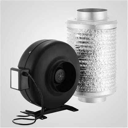 6" Inline Exhaust Fan Carbon Filter Kit Air Blower Scrubber Odor Control Wide Application