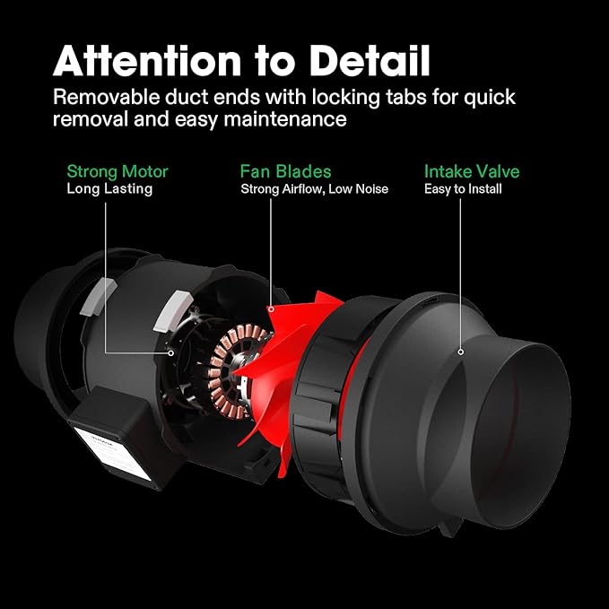 VIVOSUN R4 4 Inch 190 CFM Inline Duct Ventilation Fan with Variable Speed Controller for Grow Tent (Pack of 2)